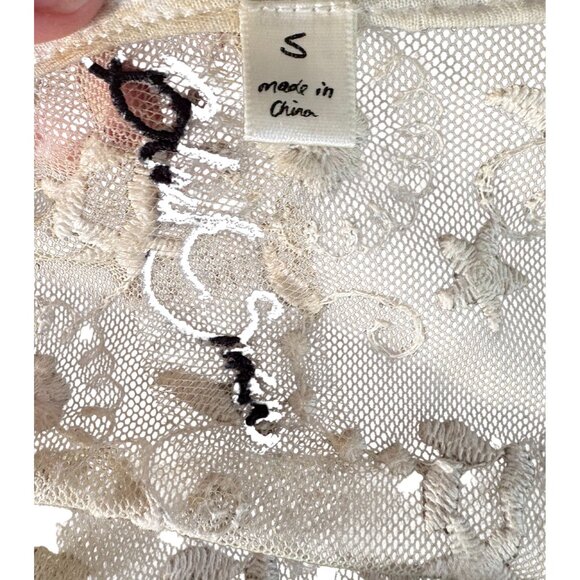 Black Swan Cream Lace Beaded Boho Blouse Women’s Small Romantic Top - Picture 13 of 14